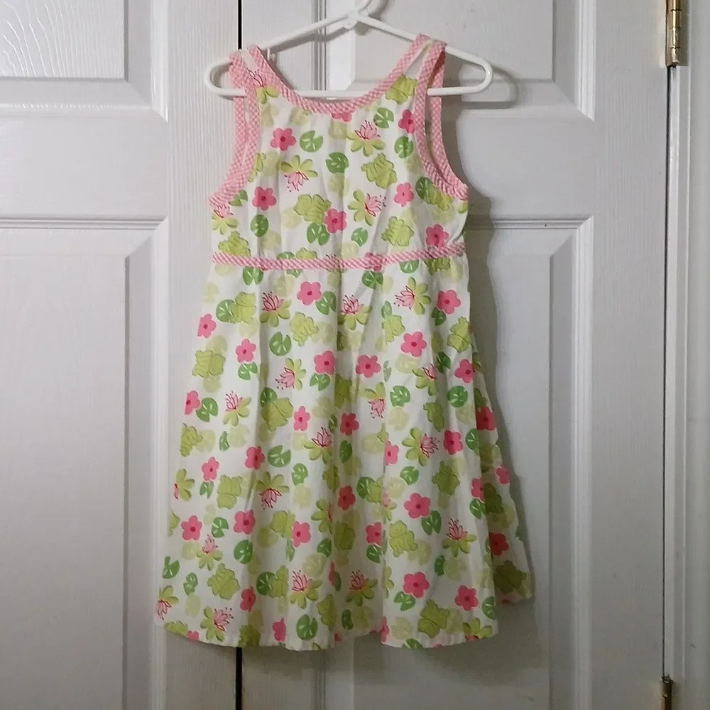 Gymboree Vintage Leapin Lilly Pads Frog Dress Sz L 5yrs Excellent cond.
